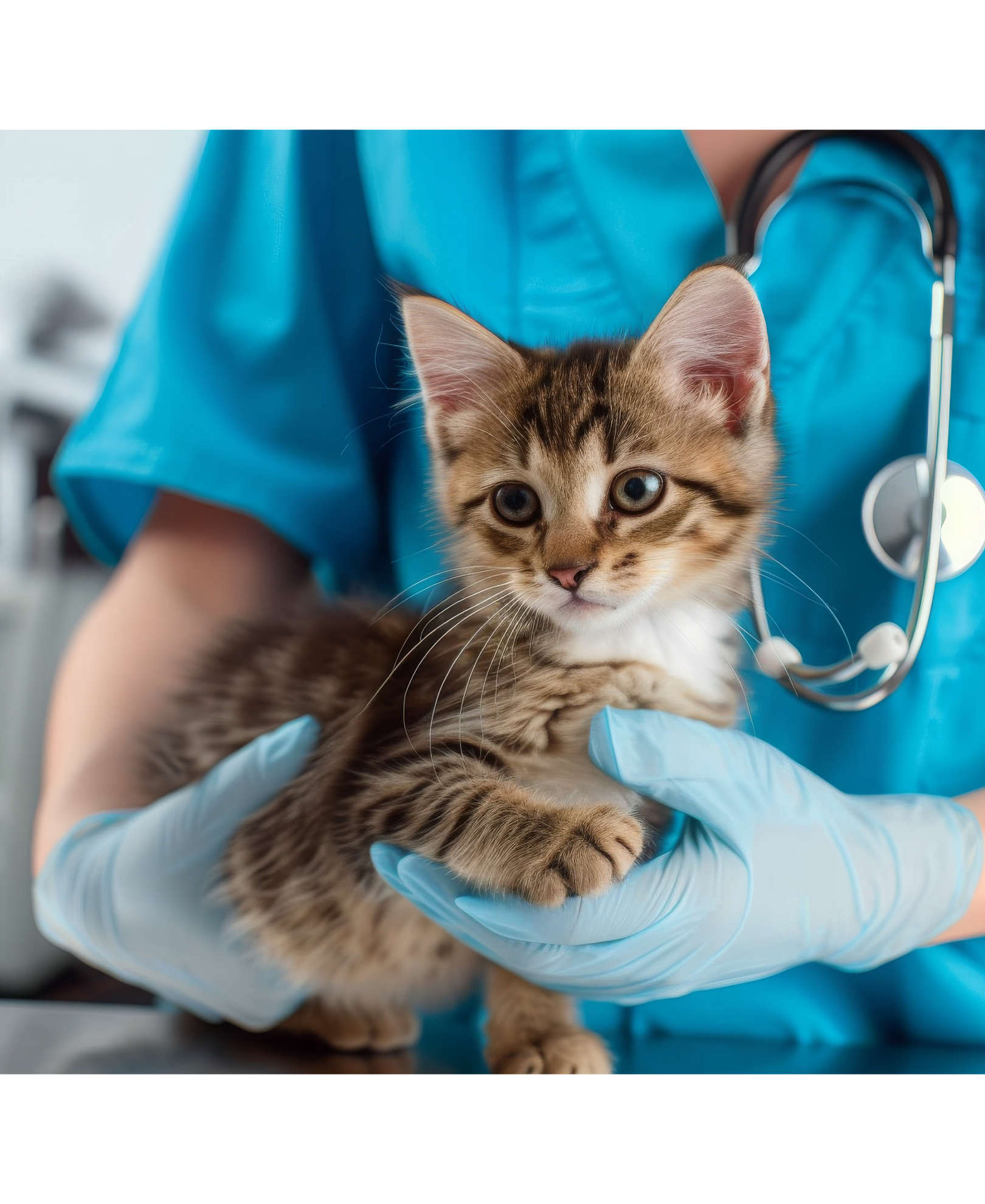 Veterinarian Holding Kitten