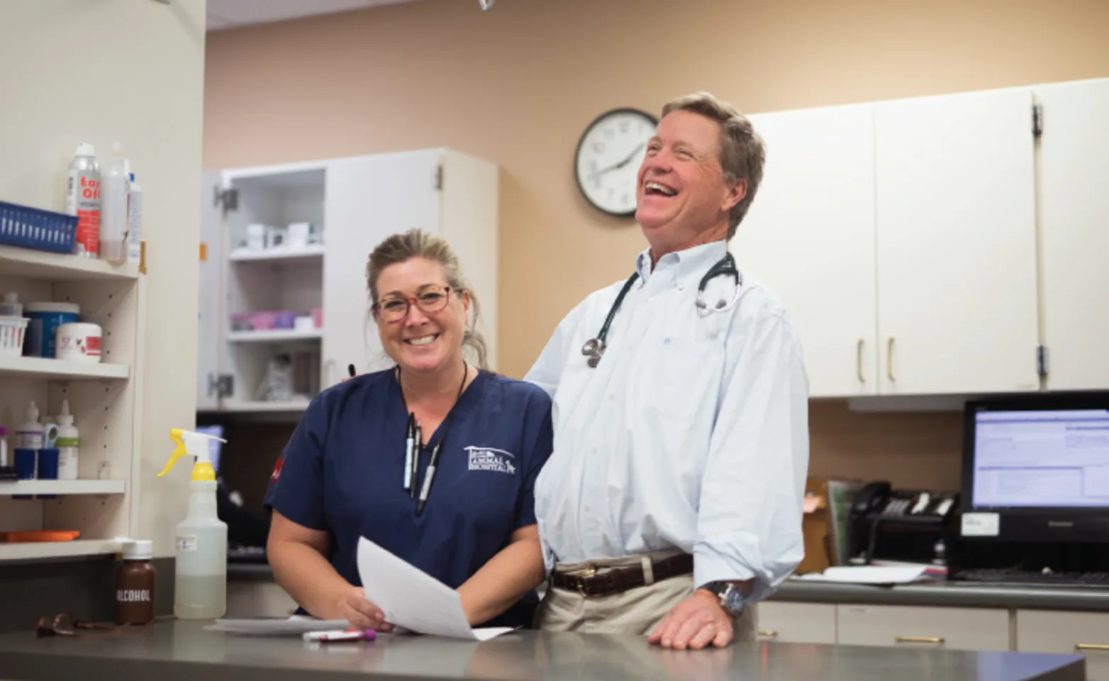 Doctor Simmons and Vet Tech Jodie balancing work and fun Doctor Simmons and Vet Tech Jodie balancing work and fun