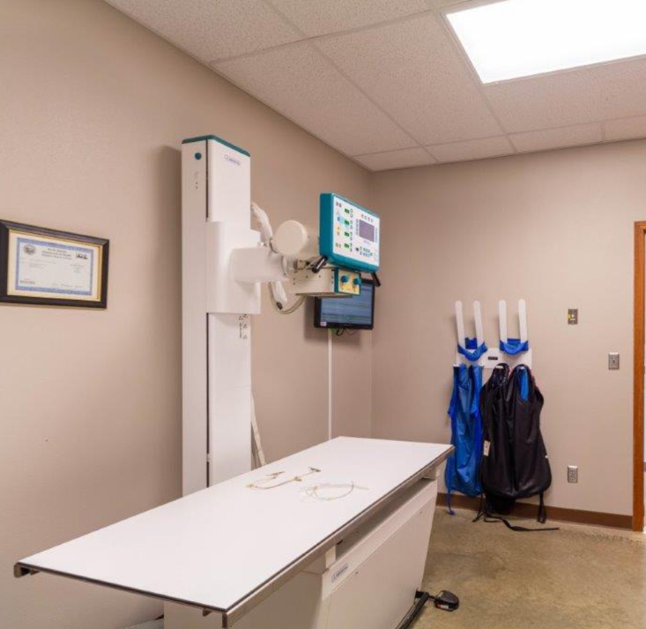A photo of the x-ray room at Dunes Animal Hospital