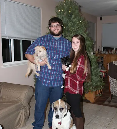 Emily B., her husband and her pets Emily B., her husband and her pets
