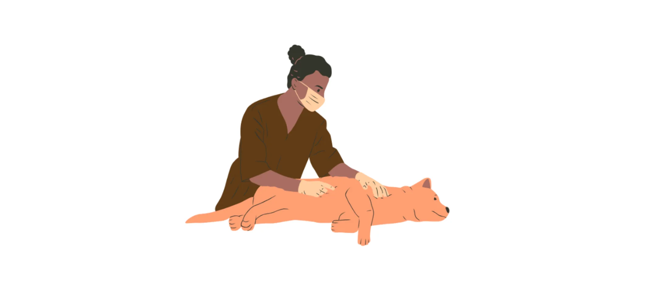 Cartoon Veterinarian Examining Orange Dog Cartoon Veterinarian Examining Orange Dog
