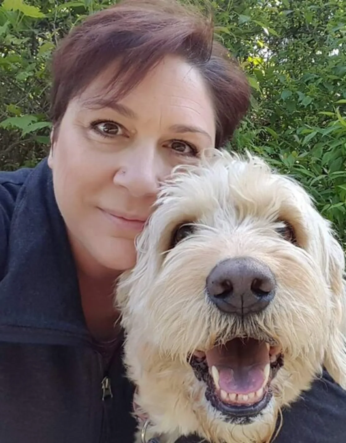 Leanne with a beige dog Leanne with a beige dog