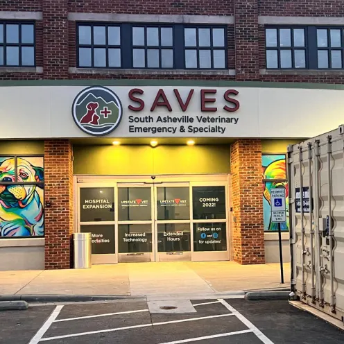 Exterior sign of South Asheville Veterinary Emergency & Specialty (SAVES)