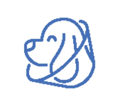 Blue icon of a dog wearing a cone Blue icon of a dog wearing a cone