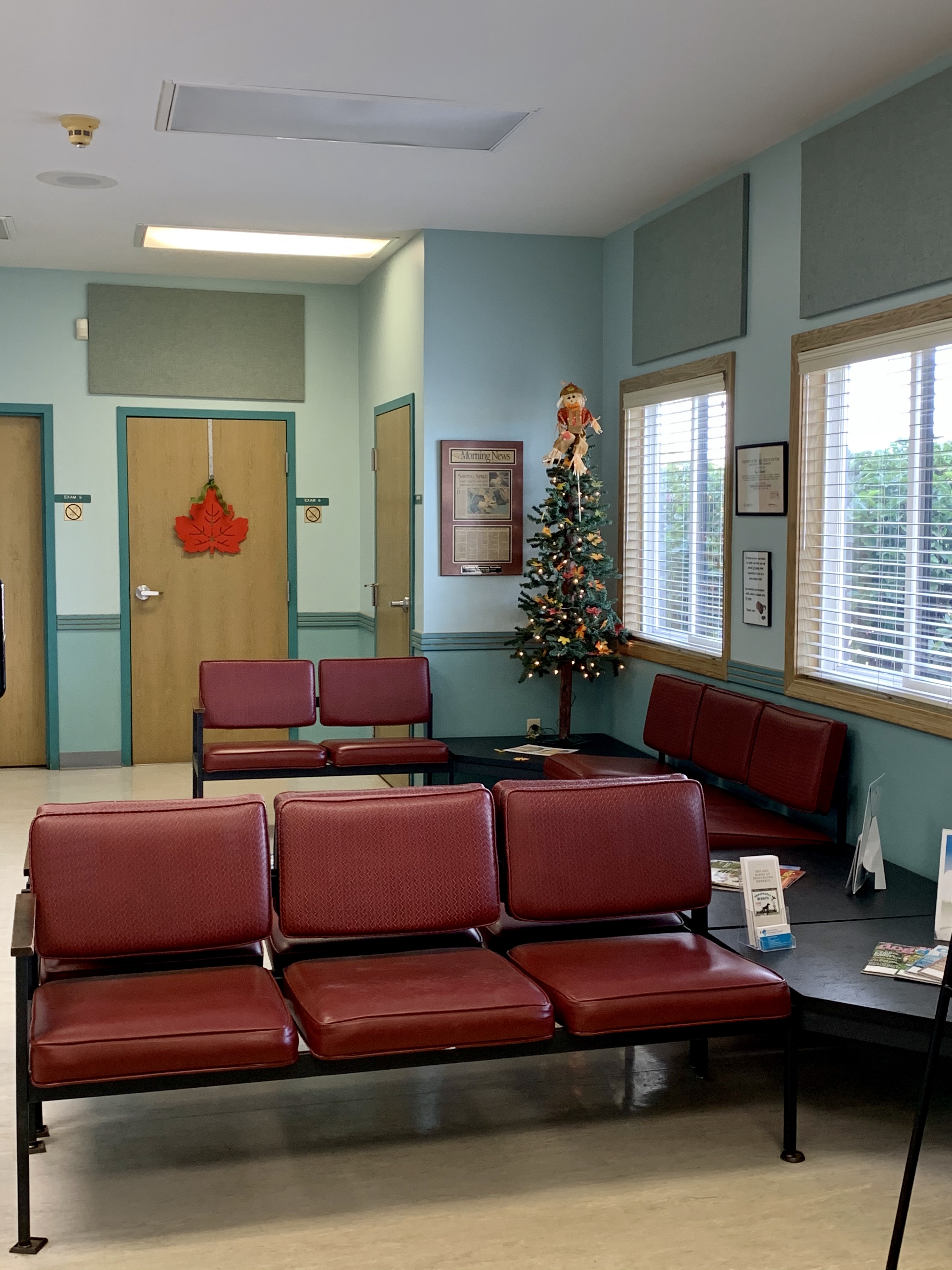 Lobby Red Chairs at Camboro Veterinary Hospital