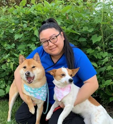 Linh with her two dogs Linh with her two dogs