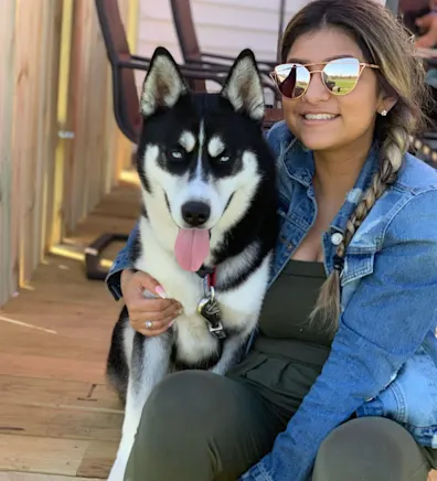 Valerie with black and white husky Valerie with black and white husky