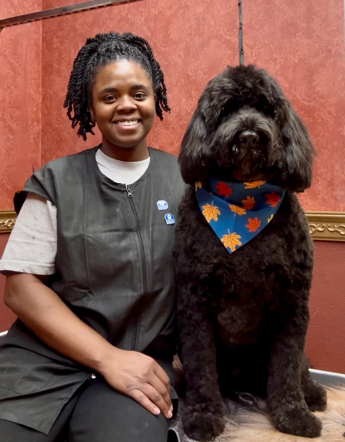 Jessika, Groomer at The Barkley with dog Jessika, Groomer at The Barkley with dog