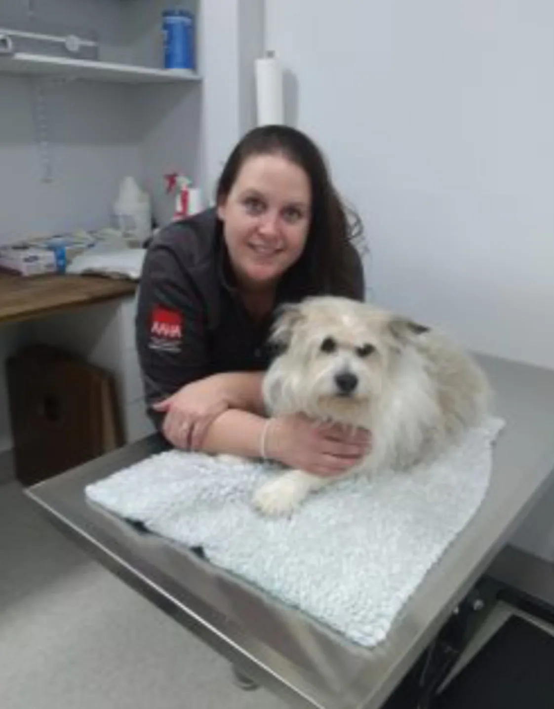 Sarah with a dog Sarah with a dog