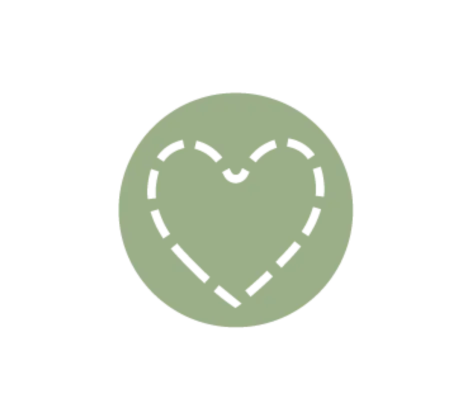 Green heart with stitches