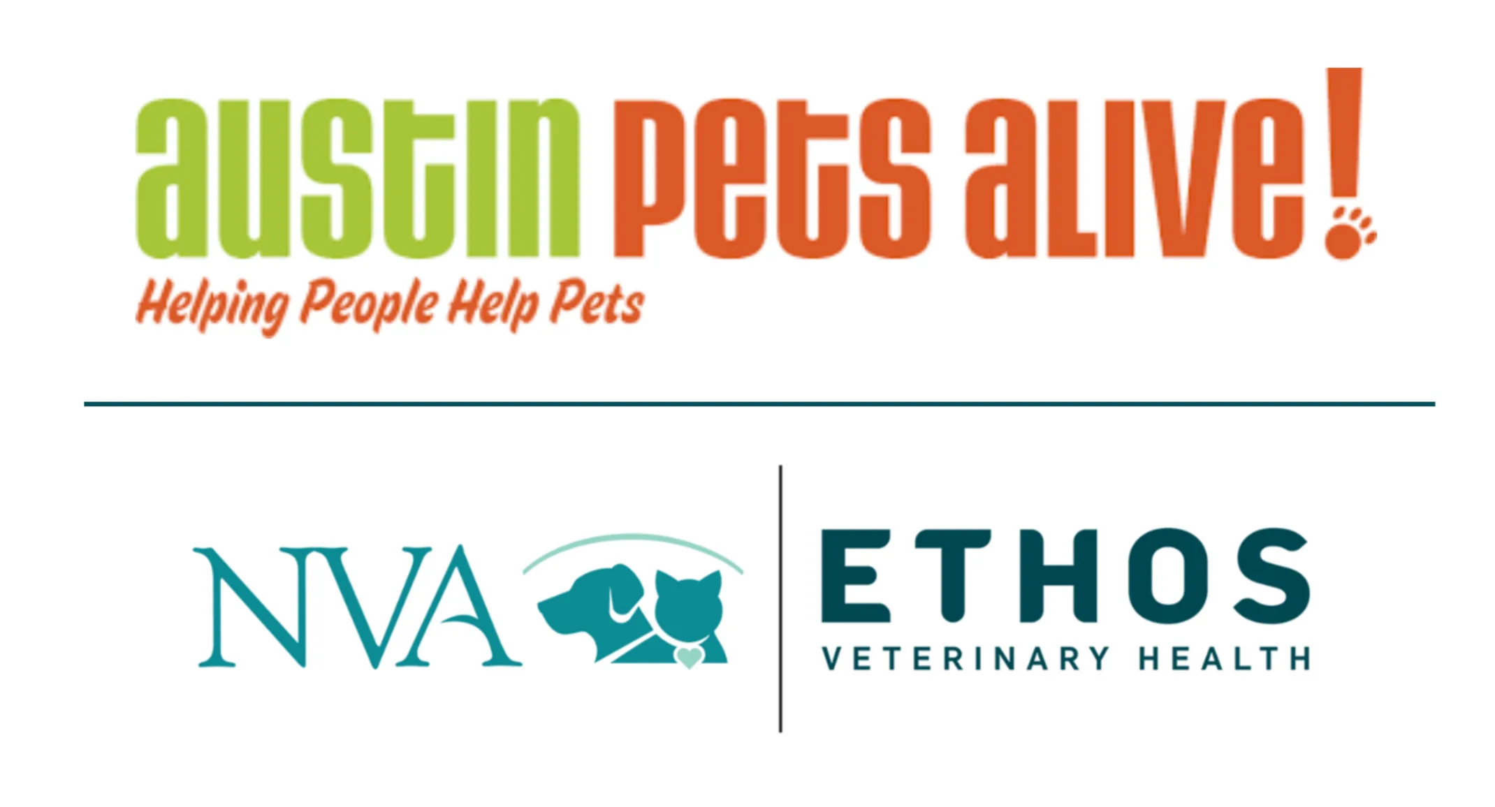 NVA Ethos and Austin Pets Alive! logos NVA Ethos and Austin Pets Alive! logos