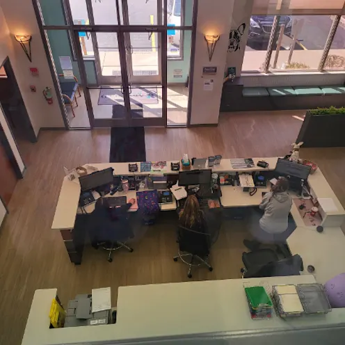 Top Down View of Front Desk Area Top Down View of Front Desk Area