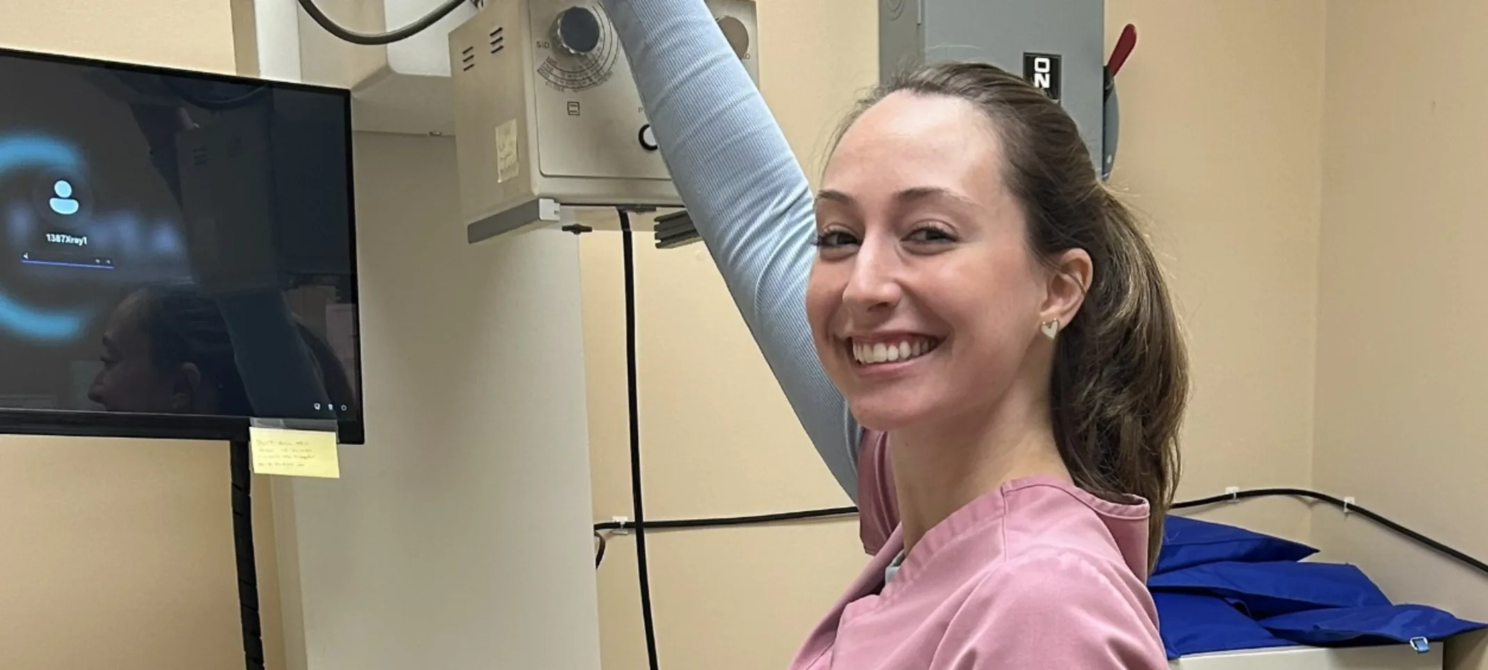 Meg next to an x-ray machine Meg next to an x-ray machine
