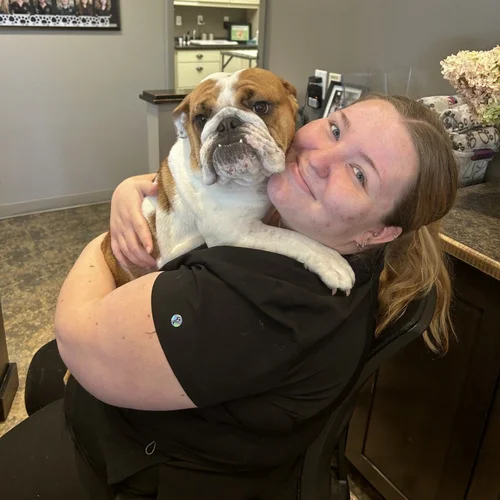 Paige with a bulldog