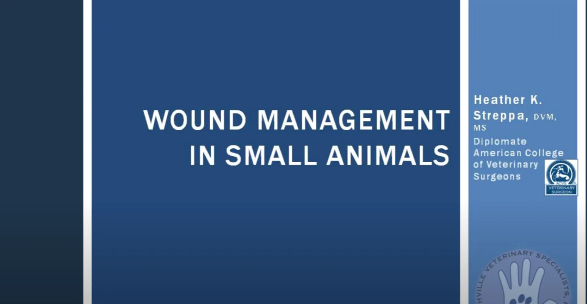 Wound Management of severe body and limb wounds Video at NVS