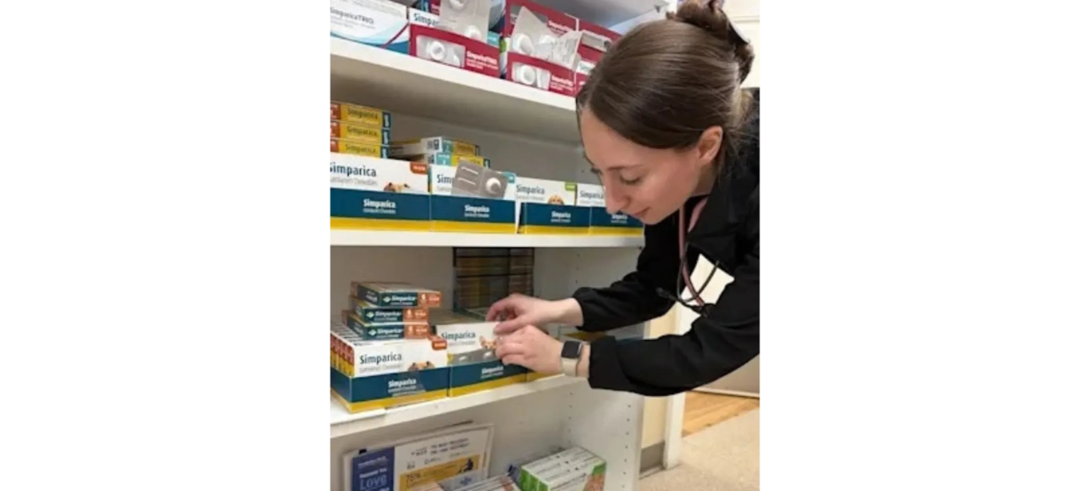 Staff Looking at Parasite Prevention Medication Staff Looking at Parasite Prevention Medication