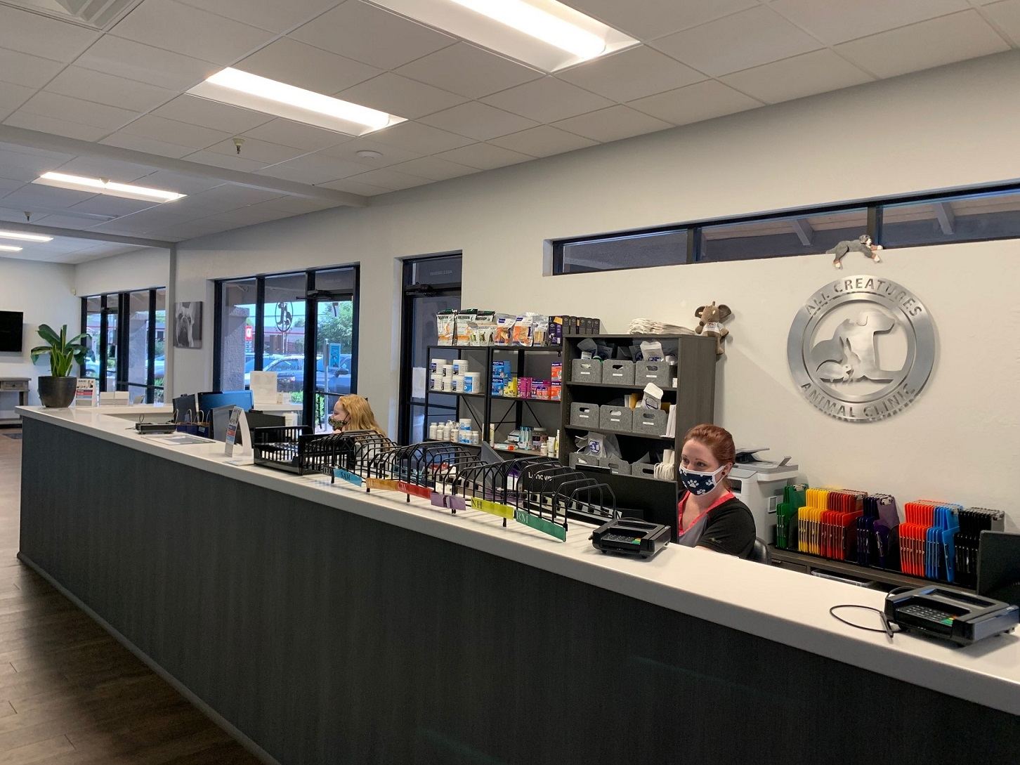 Reception at All Creatures Animal Clinic