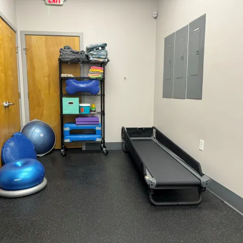 Treadmill area with balance balls