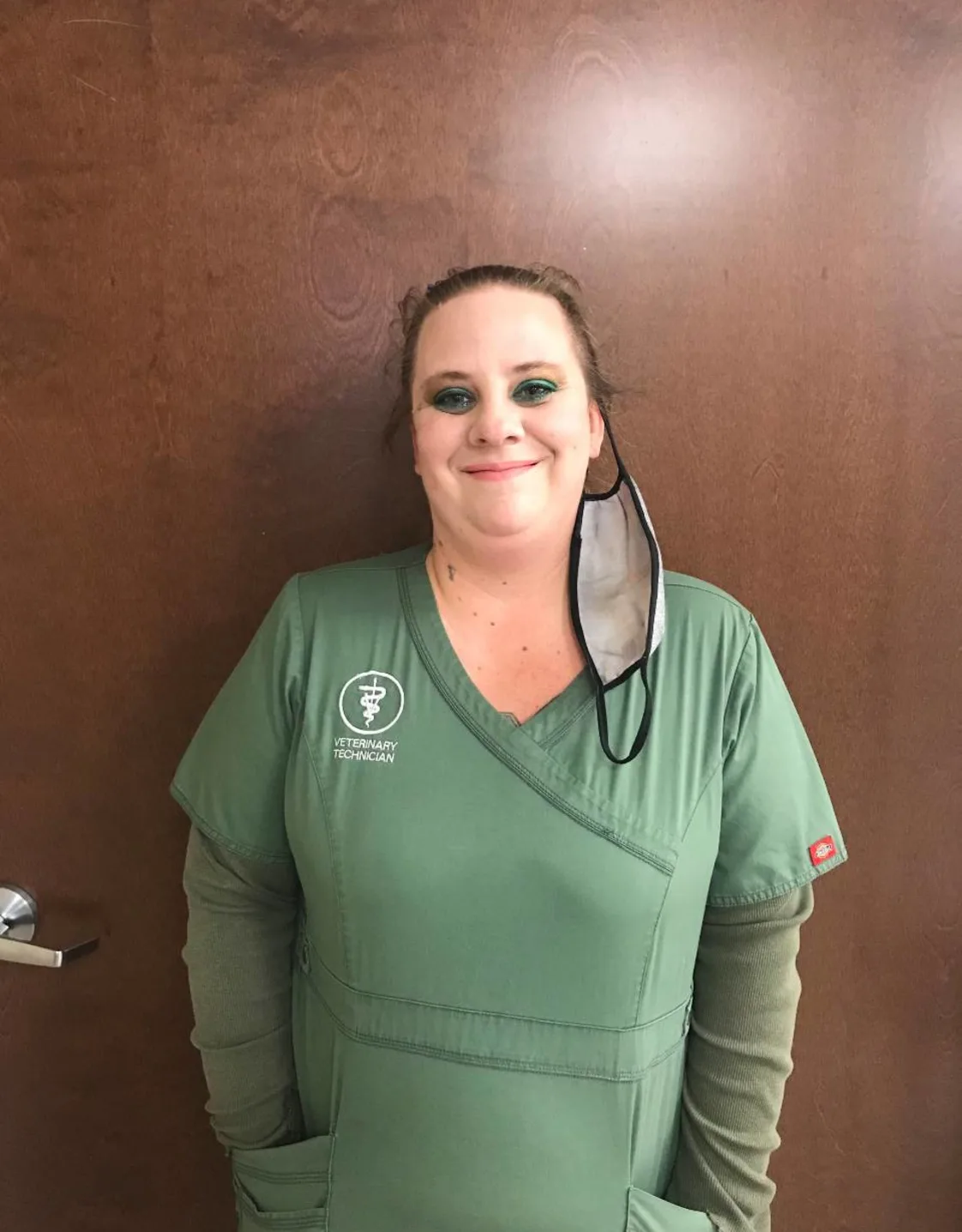 Leigh S. in green scrubs. Leigh S. in green scrubs.