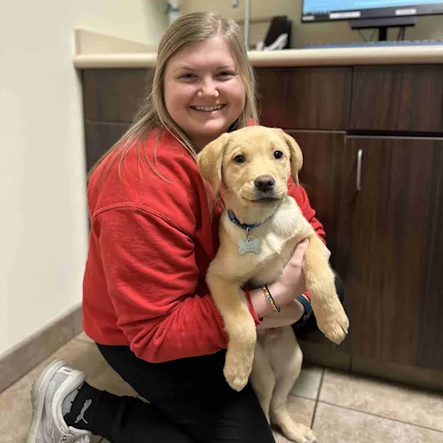 Our Staff with Arlo (Dog) Our Staff with Arlo (Dog)