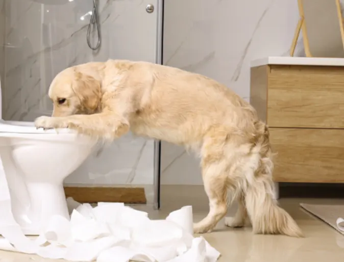 Dog Drinking From a Toilet