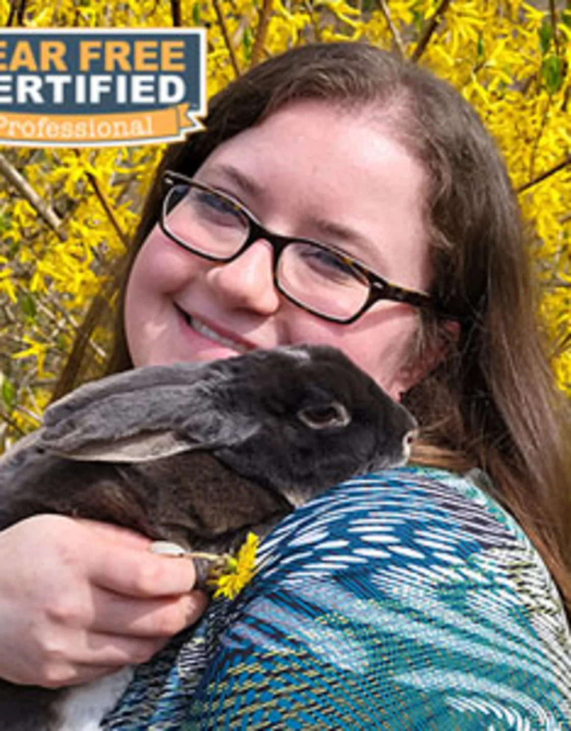 headshot of Haley with black rabbit headshot of Haley with black rabbit