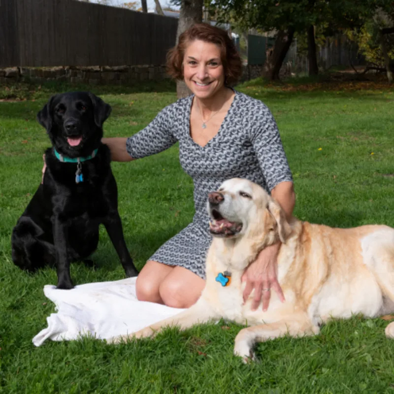 Jennifer Cabral with two dogs Jennifer Cabral with two dogs