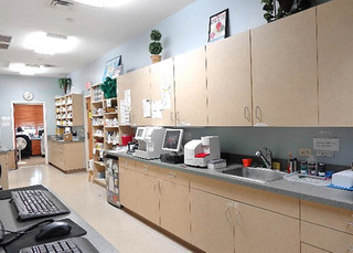 Valley Animal Hospital laboratory area with computers and cabinets