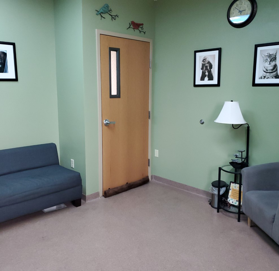 Green lobby waiting area