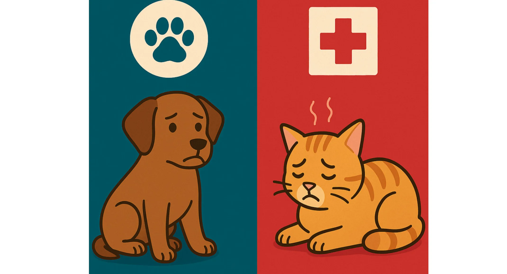 Graphic of a cat and dog frowning. Graphic of a cat and dog frowning.