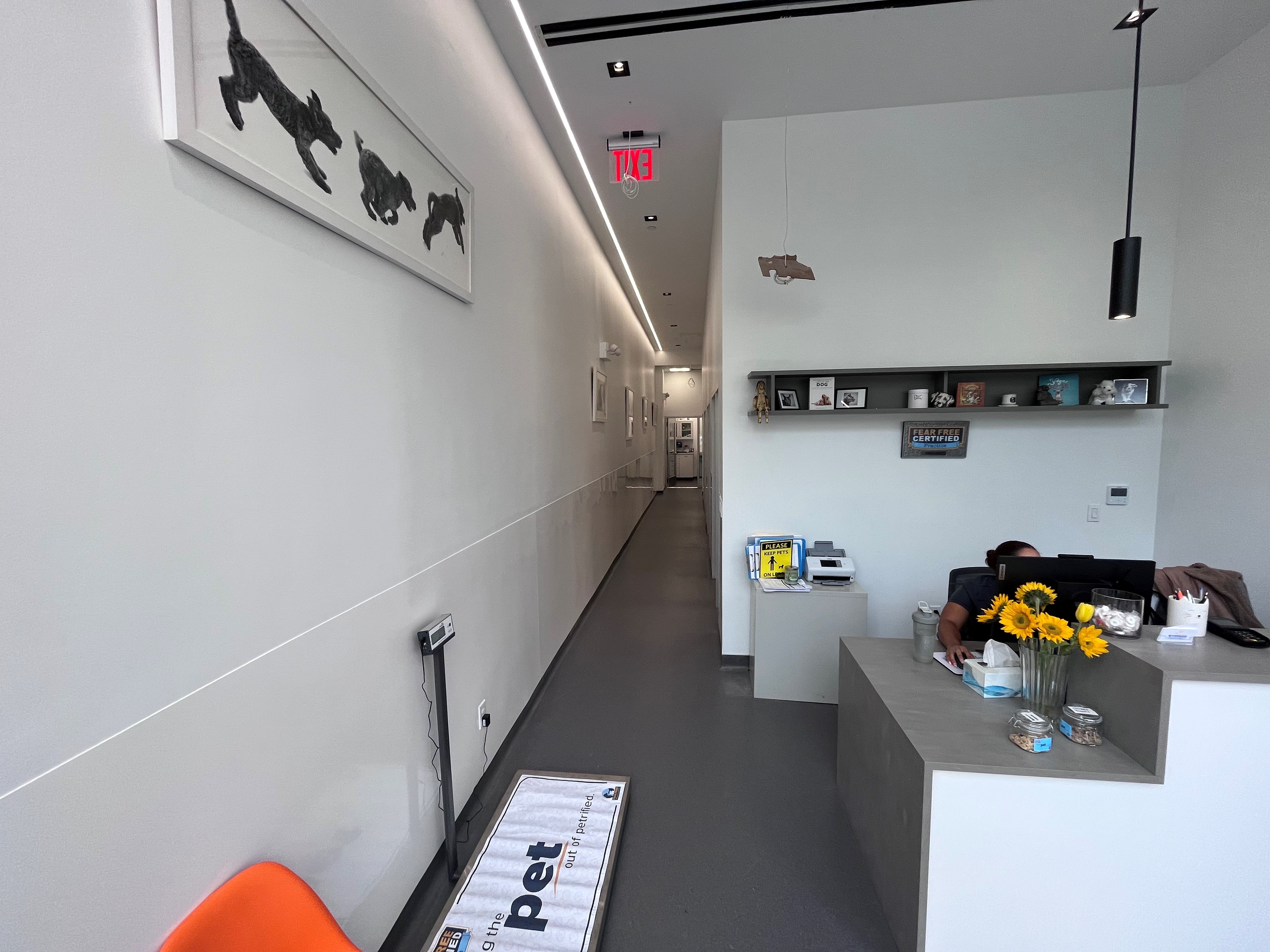 The receptionist area of Riverside Veterinary Care where our receptionist can help us find the best care for your pet 