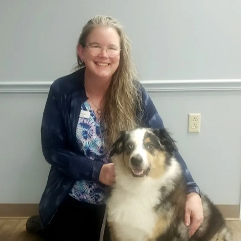 Melissa with a dog Melissa with a dog