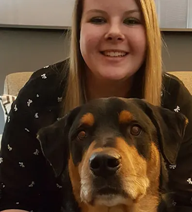 Jessica Kurczaba with a german shepherd mix in front of her Jessica Kurczaba with a german shepherd mix in front of her