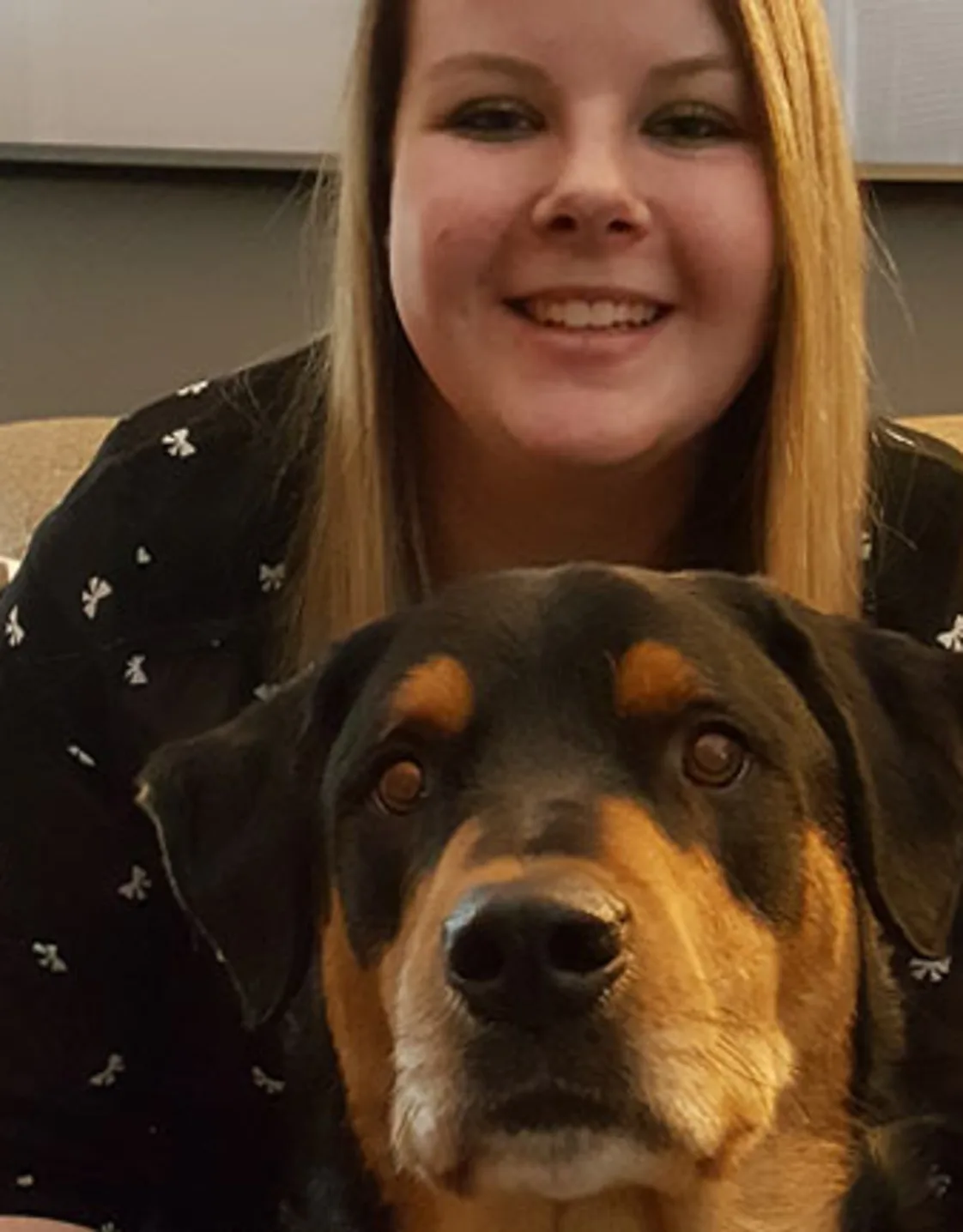 Jessica Kurczaba with a german shepherd mix in front of her Jessica Kurczaba with a german shepherd mix in front of her