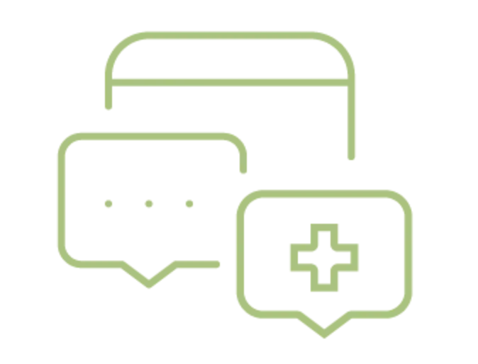 Icon of text messaging bubble for health Icon of text messaging bubble for health