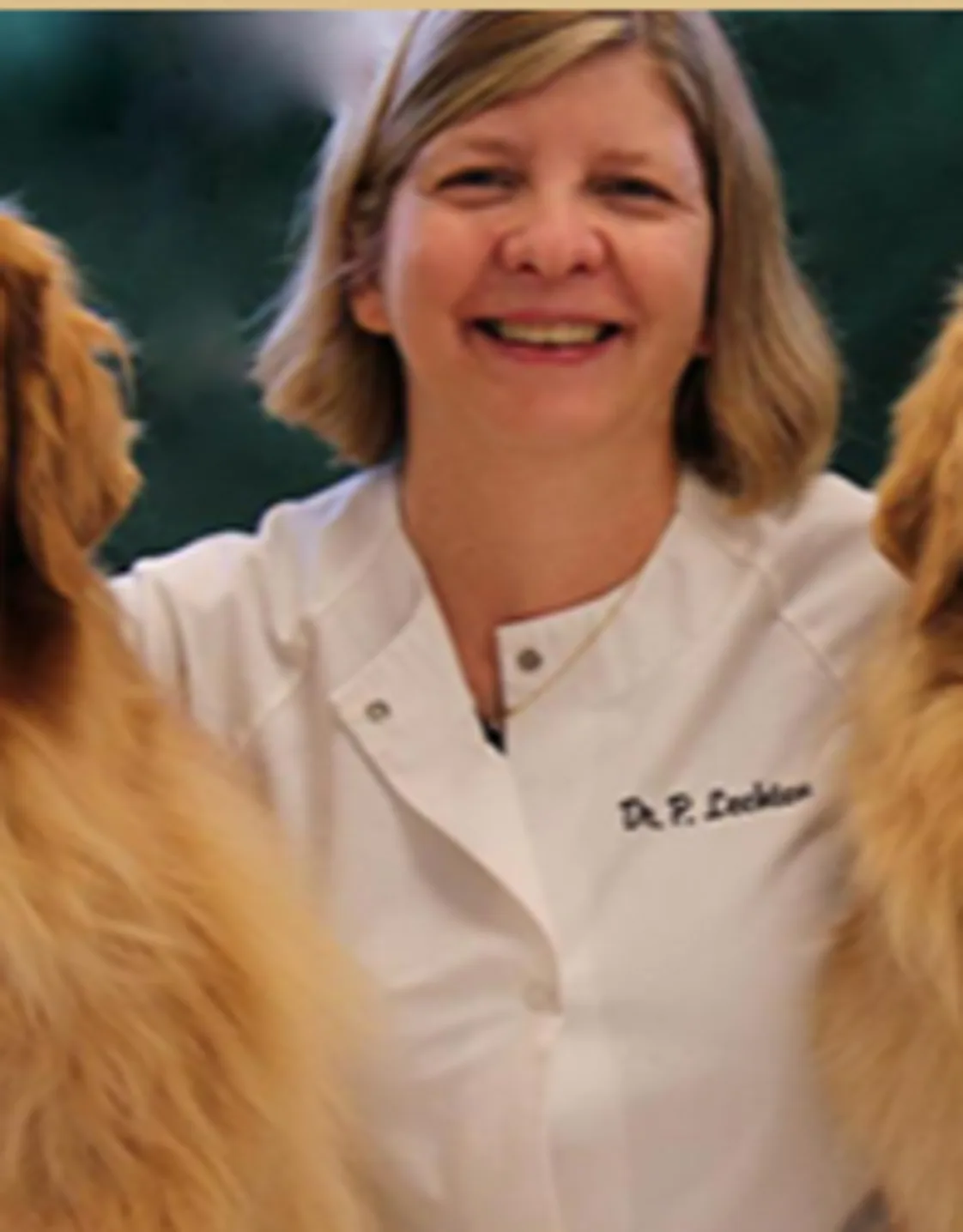 Photo of dr. patricia lechten posing with two dogs by her side. Photo of dr. patricia lechten posing with two dogs by her side.