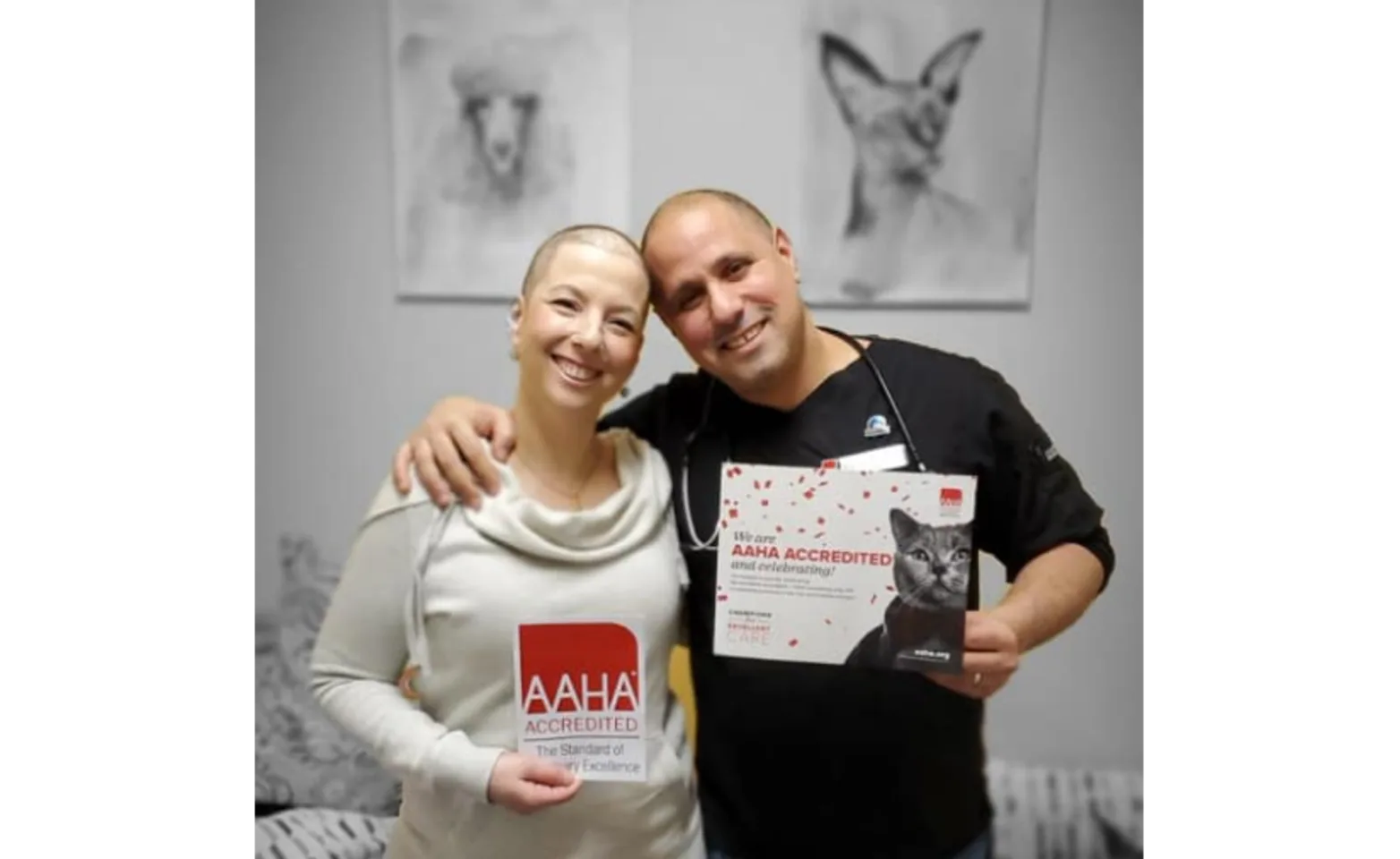 Dr Moshe and Noa Oz holding AAHA accreditations Dr Moshe and Noa Oz holding AAHA accreditations