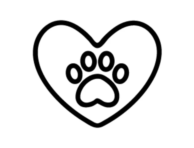 Paw Print Inside Heart Shape Line Art Icon