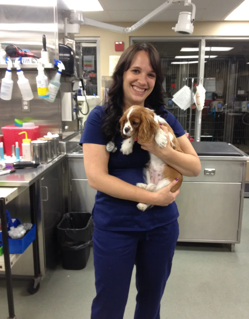 Dr. Gretchen Hageman holding dog