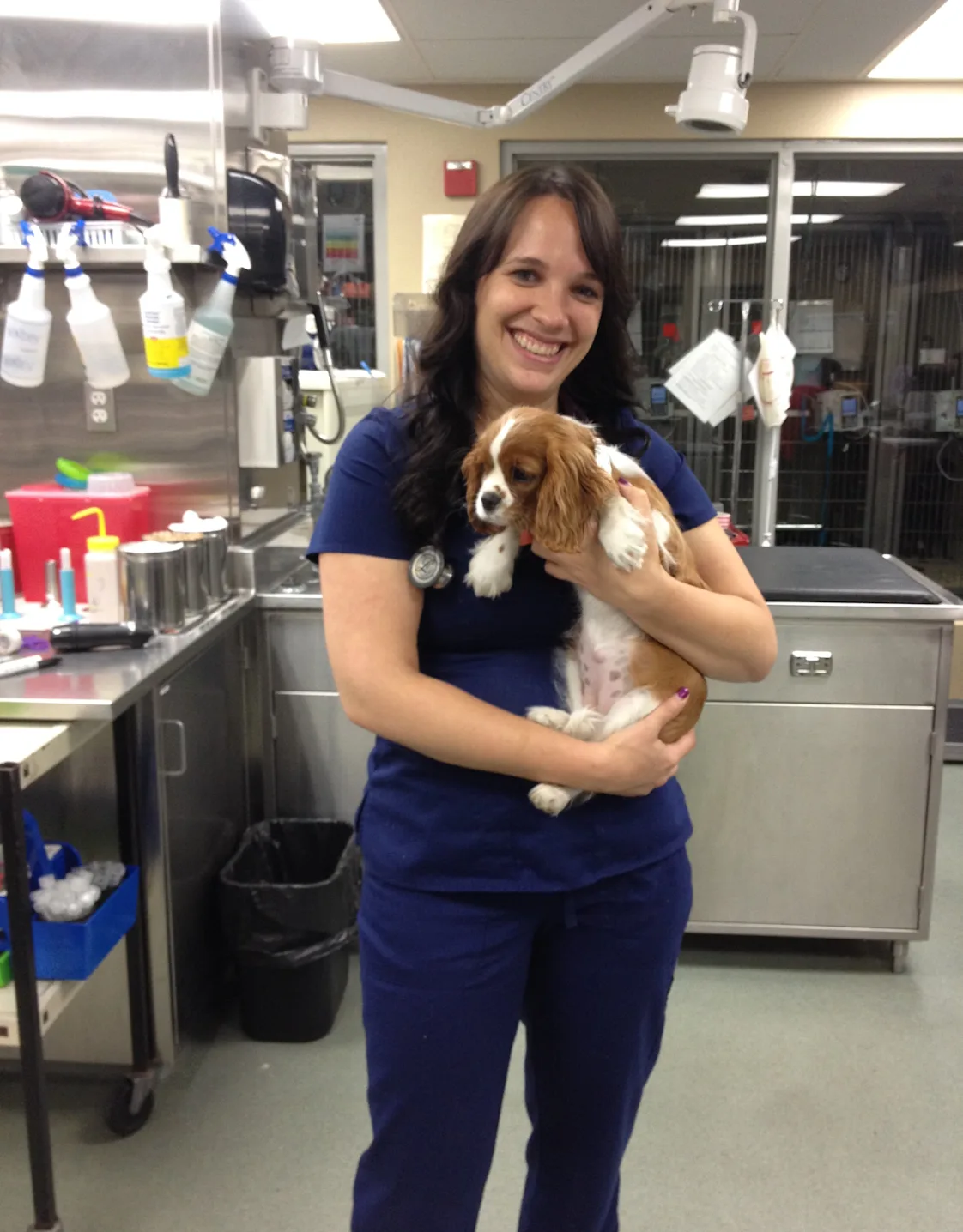 Dr. Gretchen Hageman holding dog Dr. Gretchen Hageman holding dog