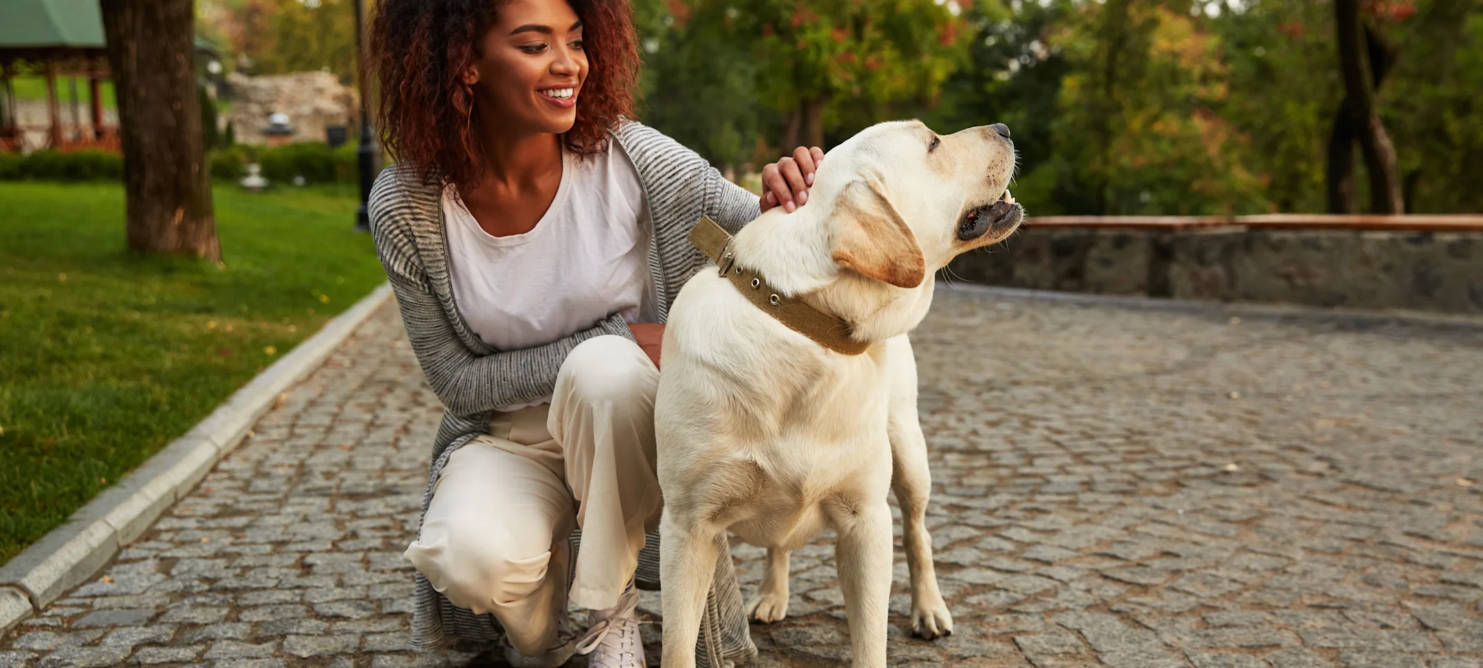 Woman petting dog Woman petting dog