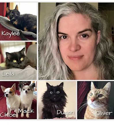 Value Vet's Desiree, with her dogs and cats Value Vet's Desiree, with her dogs and cats