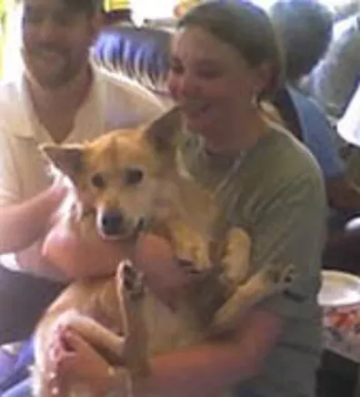 Robyn holding dog