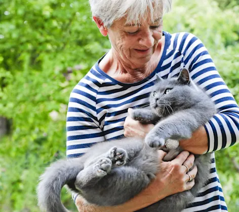 Old lady holding cat Old lady holding cat