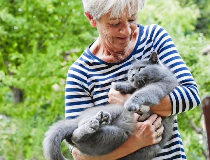 Old lady holding cat Old lady holding cat