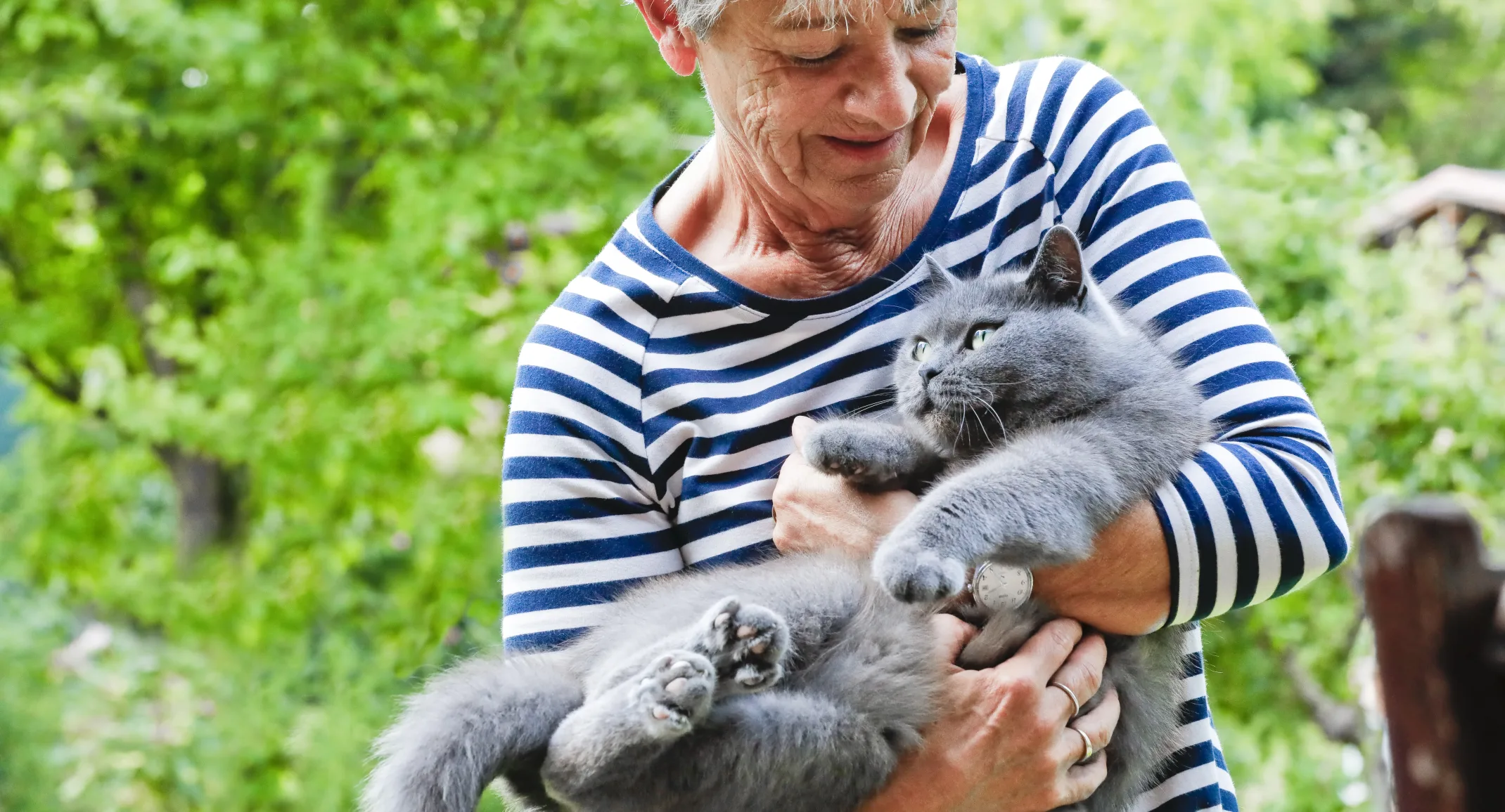 Old lady holding cat
