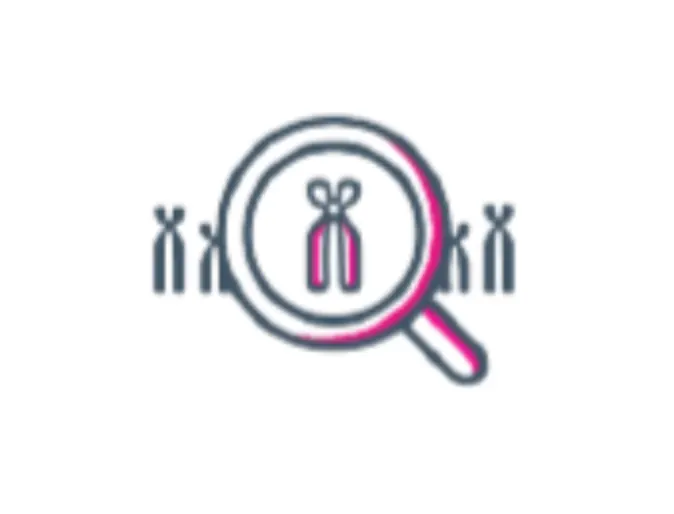 A cartoon vector of DNA and a magnifying glass A cartoon vector of DNA and a magnifying glass