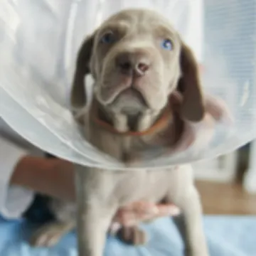 Gray Dog Wearing a Cone