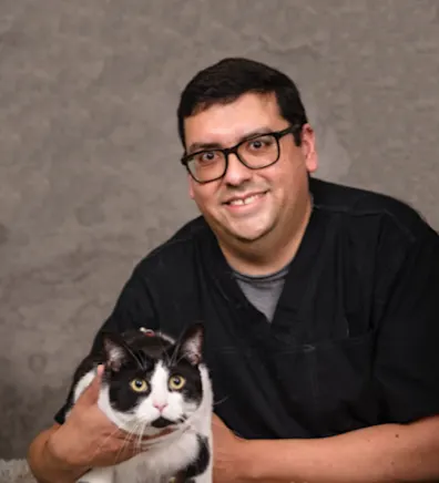 Aj Hatchard and b&w kitty Butters Aj Hatchard and b&w kitty Butters