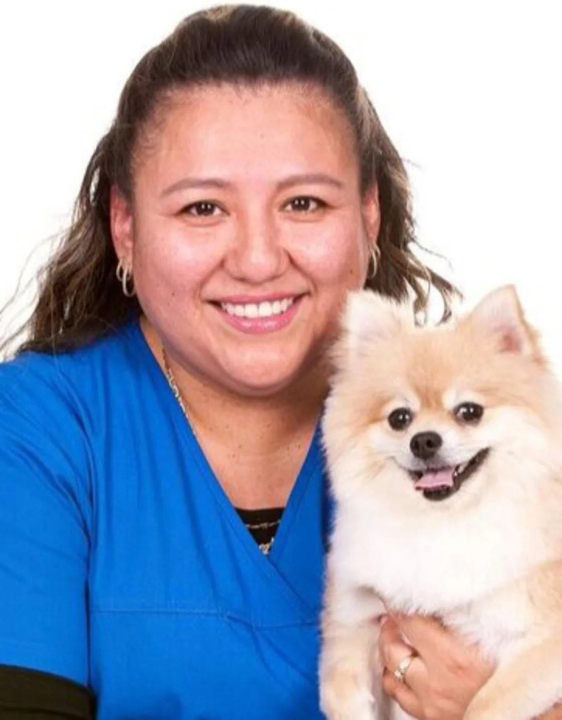 Lis with a Small, White Dog Lis with a Small, White Dog